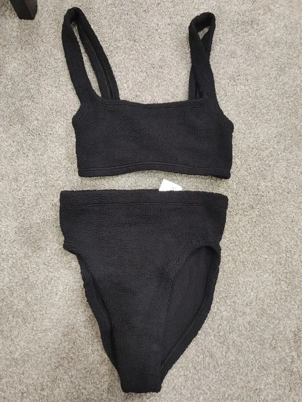 Hunza G Xandra Bikini in Black Square-Neck Black Set - Women Swimwear One Size